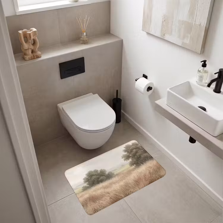Landschap - Minimalistisch - Beige Badmat middel -sfeer4