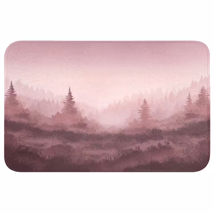 Landschap - Mistig - Roze Badmat middel -3d