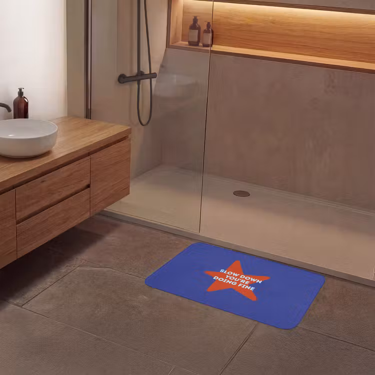 Slow down you're doing fine - Ster - Blauw Badmat middel -sfeer2