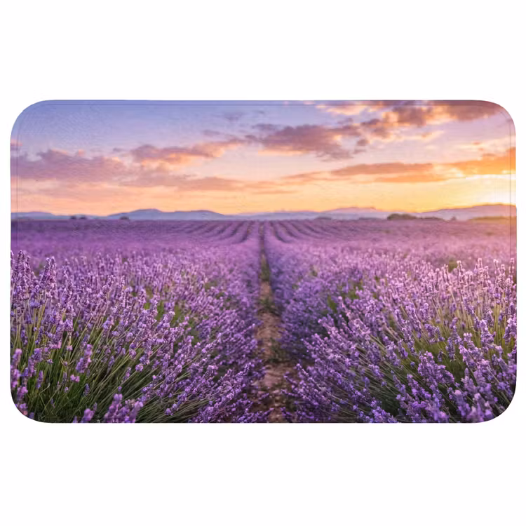 Lavendel - Veld - Natuur - Paars Badmat middel -3d