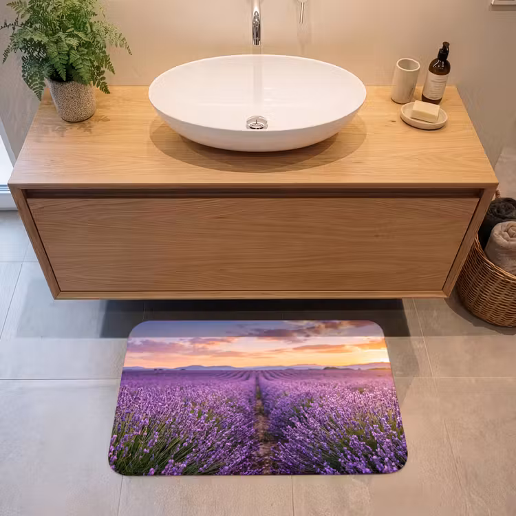 Lavendel - Veld - Natuur - Paars Badmat middel -sfeer1