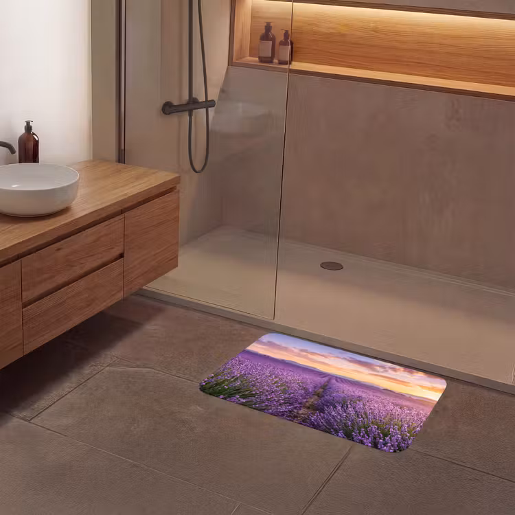 Lavendel - Veld - Natuur - Paars Badmat middel -sfeer2