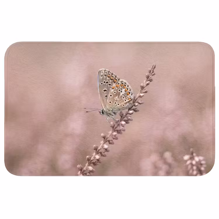 Lavendel - Vlinder - Paars Badmat middel -3d