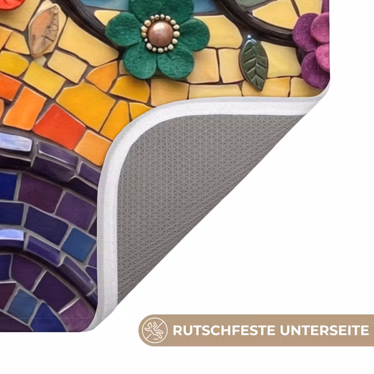 Levensboom - Mozaïek - Bloemen - Kleurrijk - Vrolijk Badmat middel -USP_AntislipDE