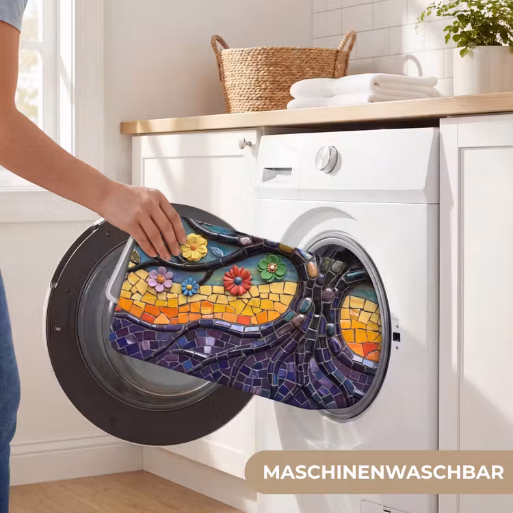 Levensboom - Mozaïek - Bloemen - Kleurrijk - Vrolijk Badmat middel -USP_WasbaarDE