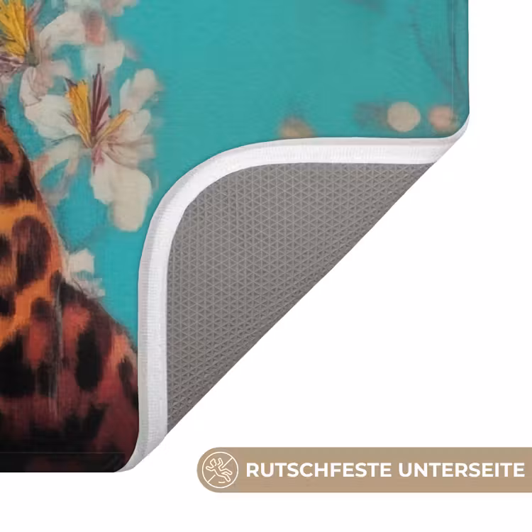 Luipaard - Bloemen - Kroon Badmat middel -USP_AntislipDE