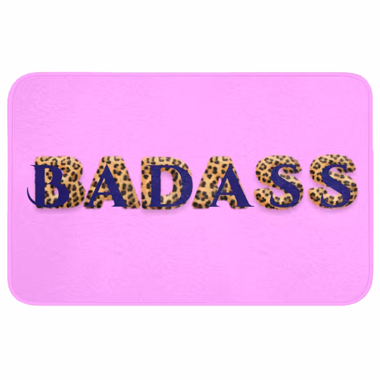 Felroze - Badass - Panterprint - Schaduw Badmat middel -3d