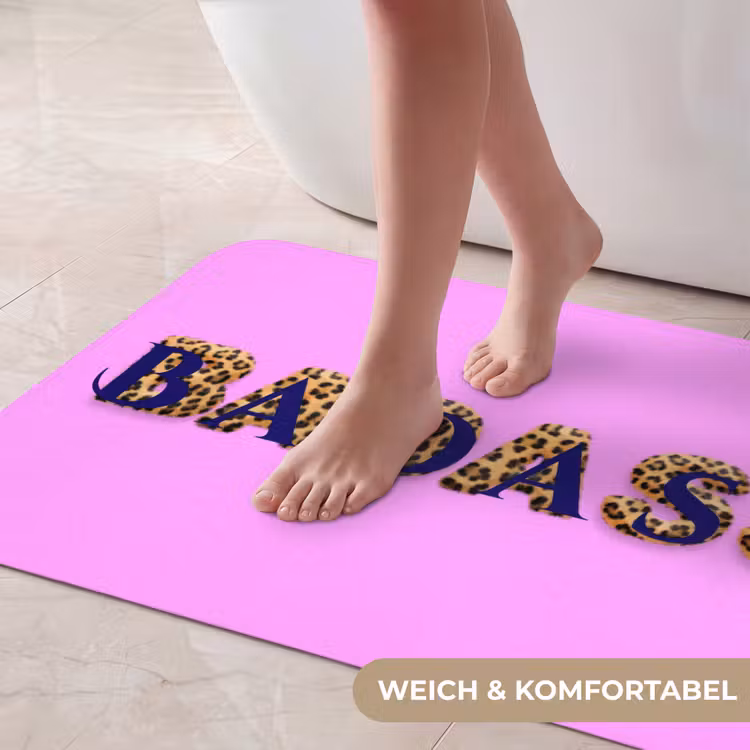 Felroze - Badass - Panterprint - Schaduw Badmat middel -USP_ZachtDE