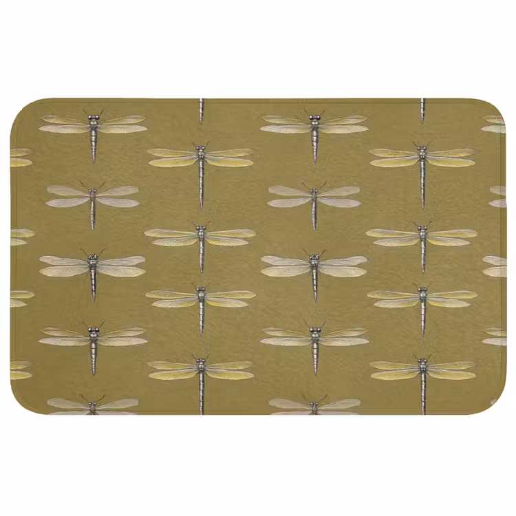 Libellen - Patroon - Groen Badmat middel 997 -3d