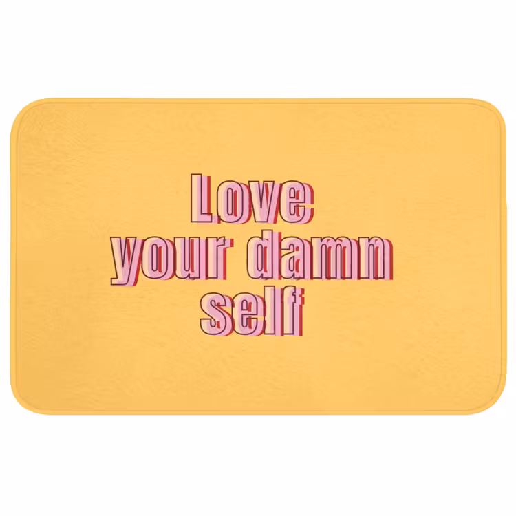 Love yourself - Roze - Geel Badmat middel -3d