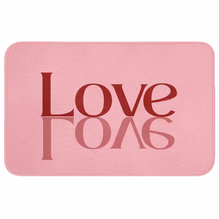 Love - Roze - Spiegeling Badmat middel -3d