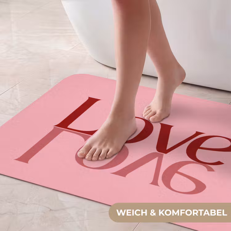 Love - Roze - Spiegeling Badmat middel -USP_ZachtDE
