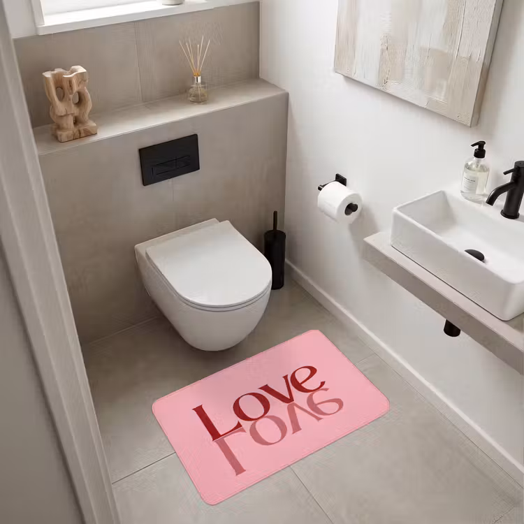Love - Roze - Spiegeling Badmat middel -sfeer4