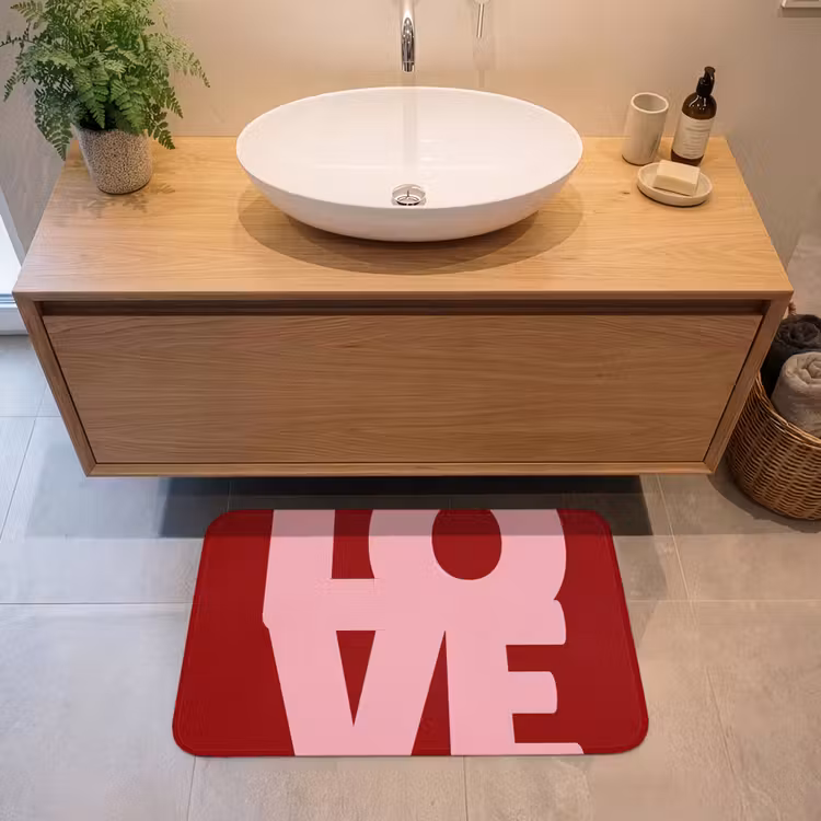 Love - Rood - Blokletters Badmat middel -sfeer1