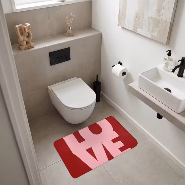 Love - Rood - Blokletters Badmat middel -sfeer4