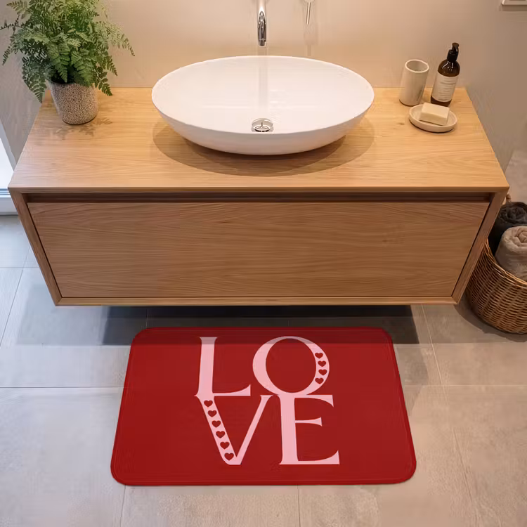 Love - Rood - Hatjes Badmat middel -sfeer1