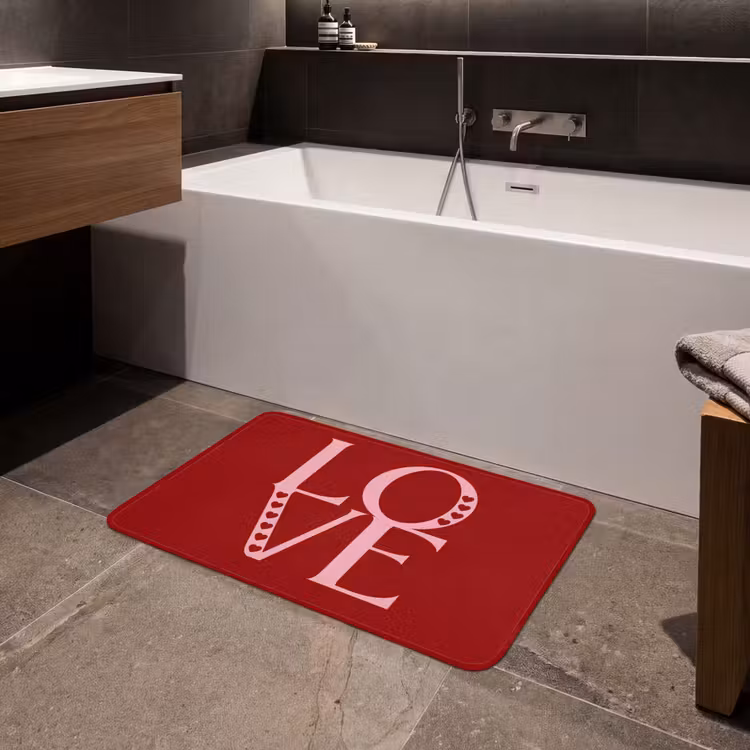 Love - Rood - Hatjes Badmat middel -sfeer3