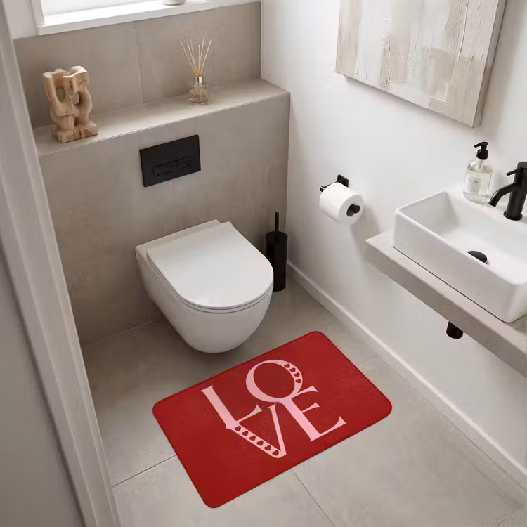 Love - Rood - Hatjes Badmat middel -sfeer4