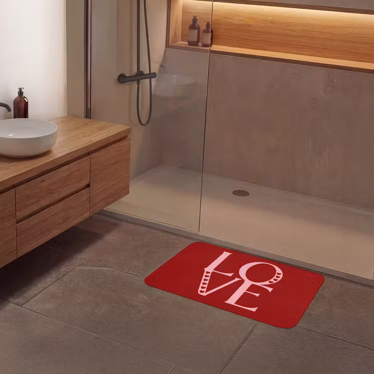 Love - Rood - Hatjes Badmat middel -sfeer2