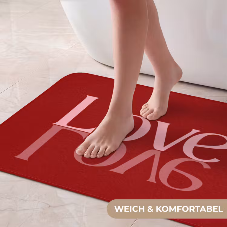 Love - Spiegeling - Rood Badmat middel -USP_ZachtDE