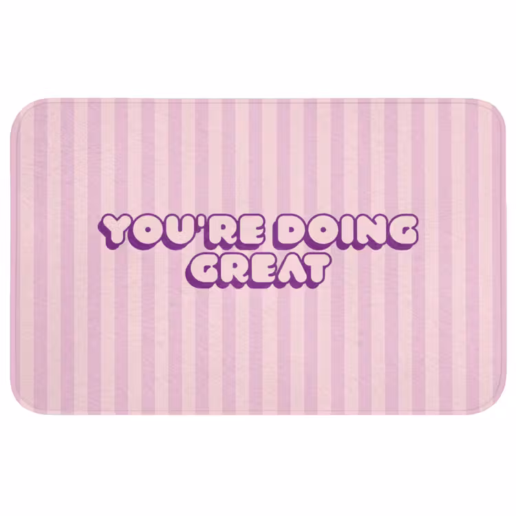 Paars - Strepen - You're doing great - Schaduw Badmat middel -3d