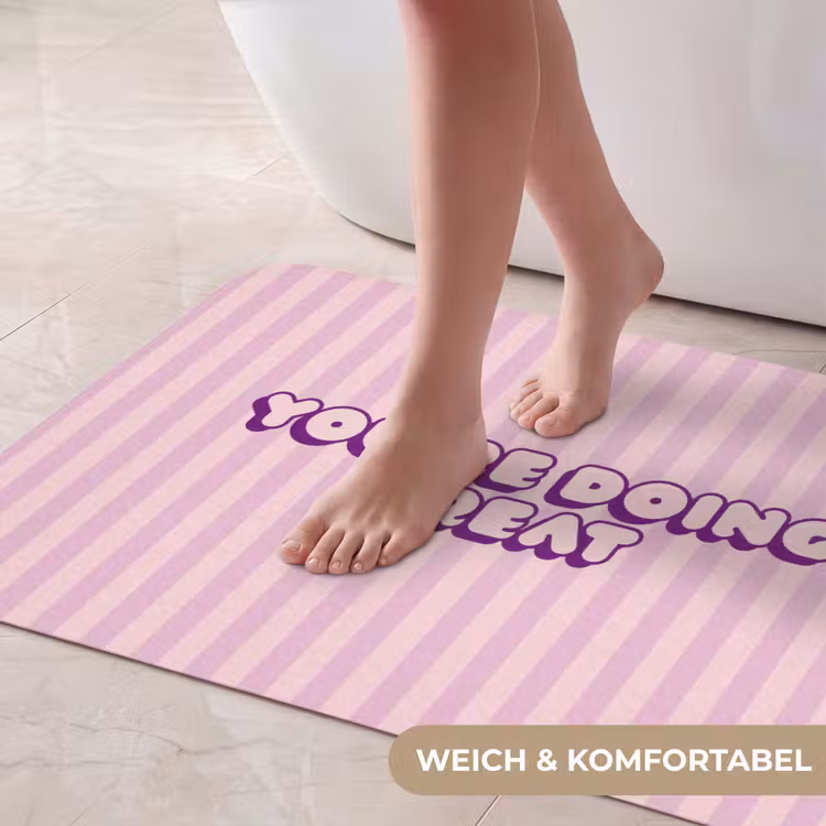 Paars - Strepen - You're doing great - Schaduw Badmat middel -USP_ZachtDE