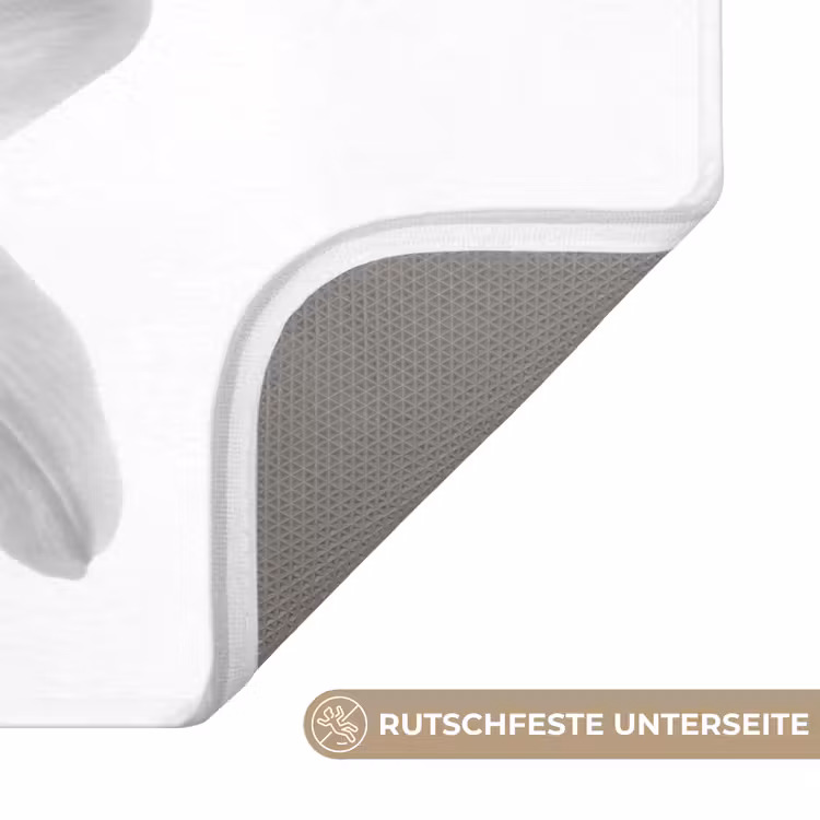 Lelies - Elegant - Zwart - Wit Badmat middel -USP_AntislipDE