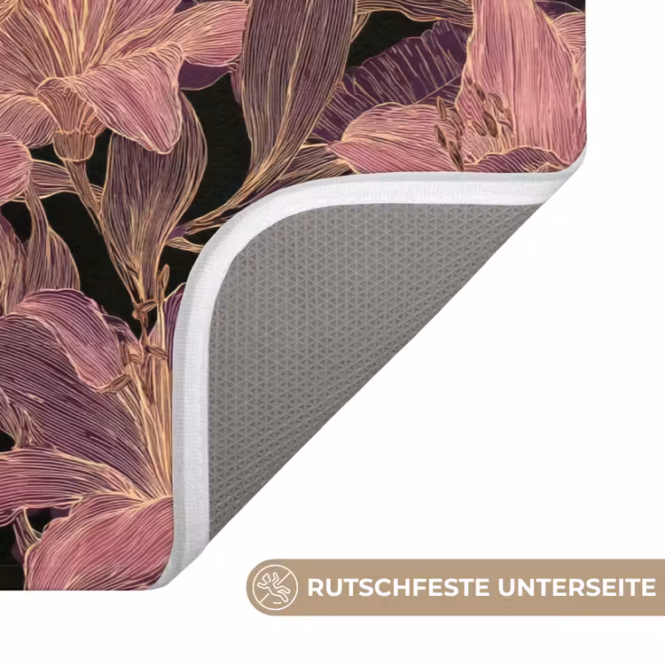 Lelies - Patroon - Paars - Goud Badmat middel 997 -USP_AntislipDE