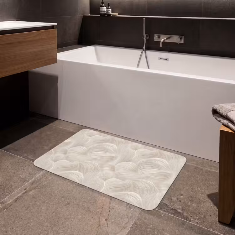 Lijnen - Waaier - Beige Badmat middel 997 -sfeer3