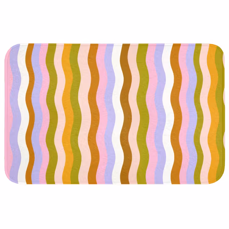 lijnen - Golven - Pastelkleuren - Patroon Badmat middel -3d