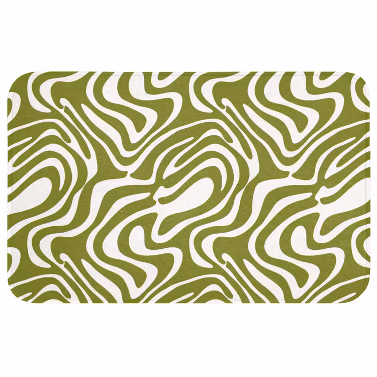 Lijnpatroon - Groen - Organisch Badmat middel 997 -3d