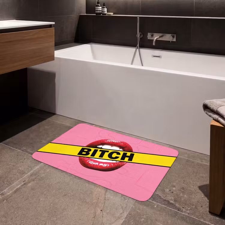 Lippen - Tekst - Kleurrijk Badmat middel -sfeer3