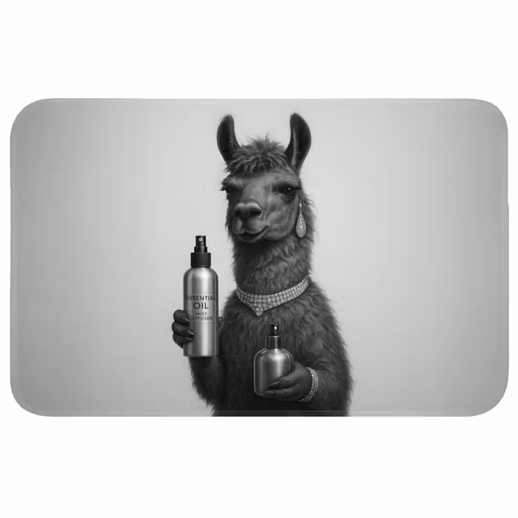 Lama - Flessen - Zwart - Wit Badmat middel -3d
