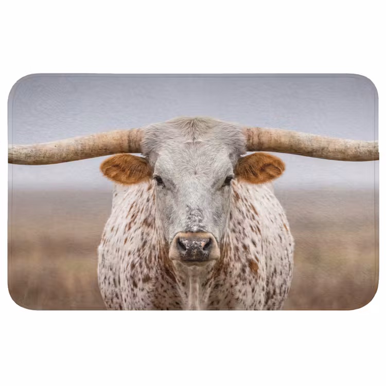 Longhorn - Grasveld - Dier Badmat middel -3d