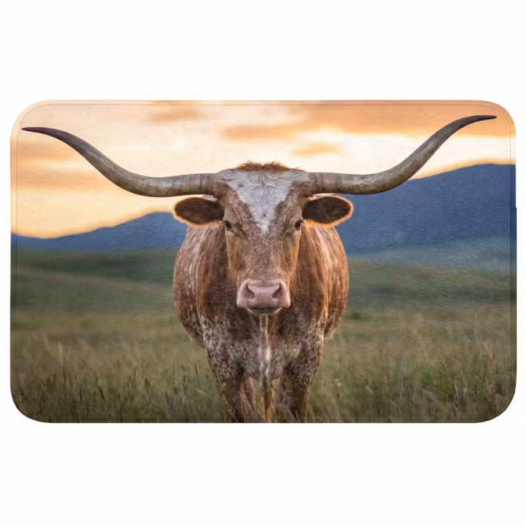 Longhorn - Landschap - Zonsondergang Badmat middel -3d