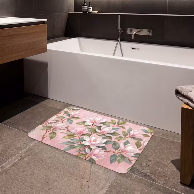 Magnolia's - Patroon - Roze Badmat middel -sfeer3