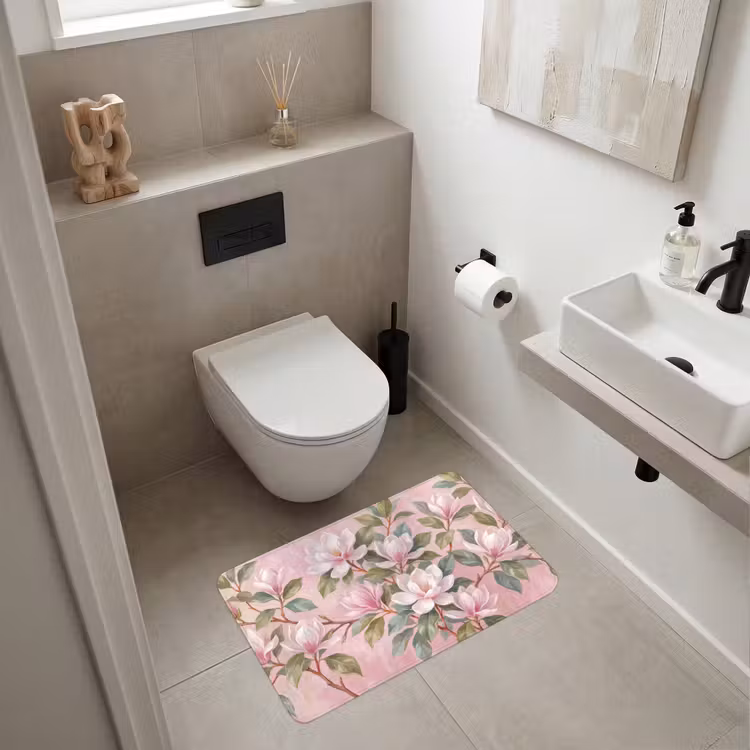 Magnolia's - Patroon - Roze Badmat middel -sfeer4