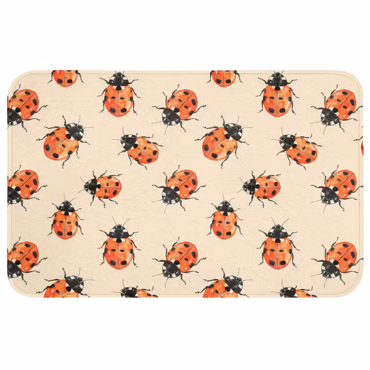 Lieveheersbeestjes - Patroon - Rood Badmat middel 997 -3d