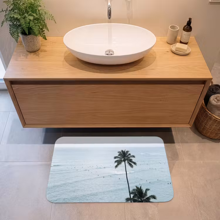 Oceaan - Palmbomen - Surfers Badmat middel -sfeer1