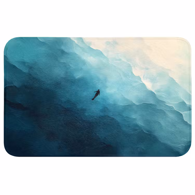 Zee - Silhouet - Abstract - Blauw Badmat middel -3d