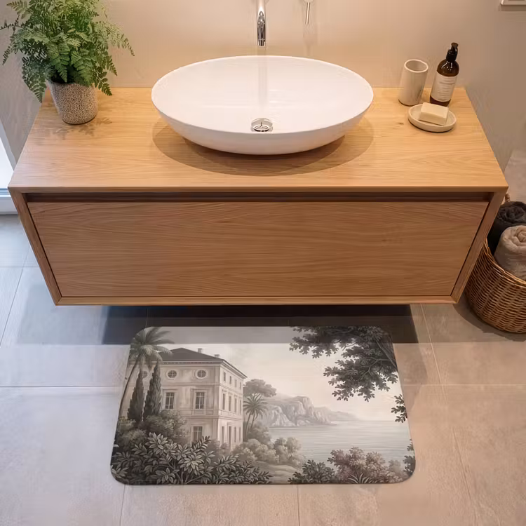 Zee - Villa - Beige Badmat middel -sfeer1