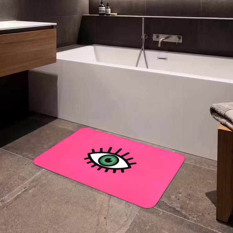 Minimalistisch - Oog - Roze Badmat middel -sfeer3