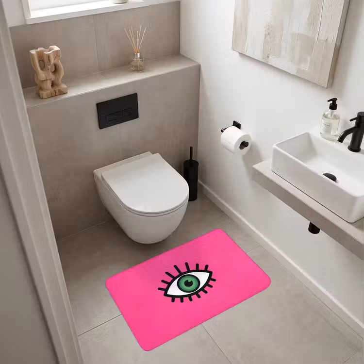 Minimalistisch - Oog - Roze Badmat middel -sfeer4