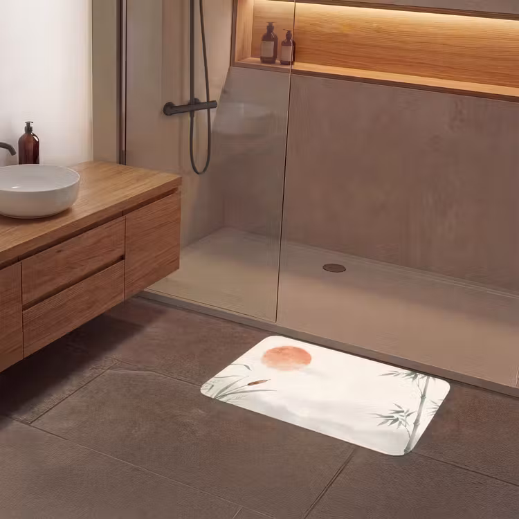 Minimalistisch - Bamboe - Groen Badmat middel -sfeer2