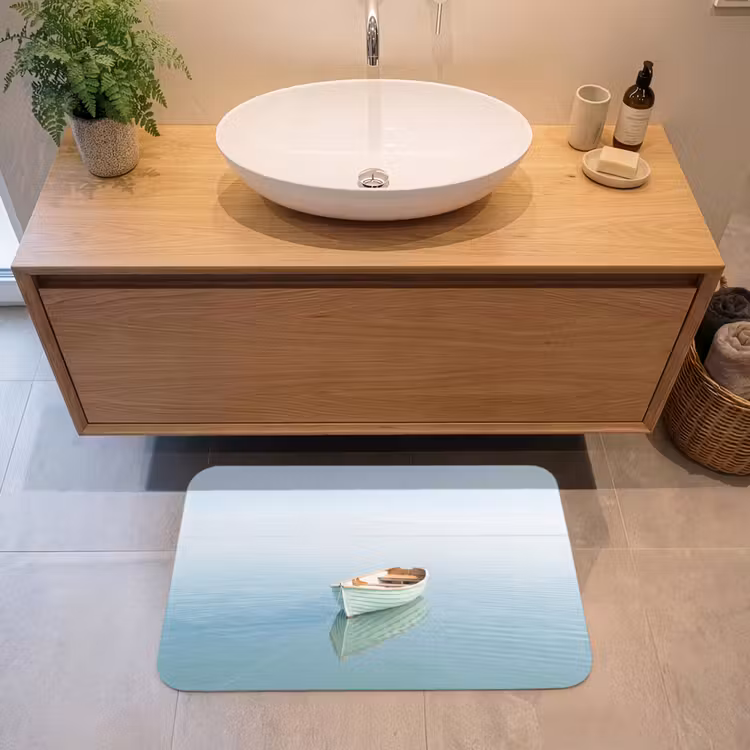 Minimalistisch - Boot - Zee Badmat middel -sfeer1