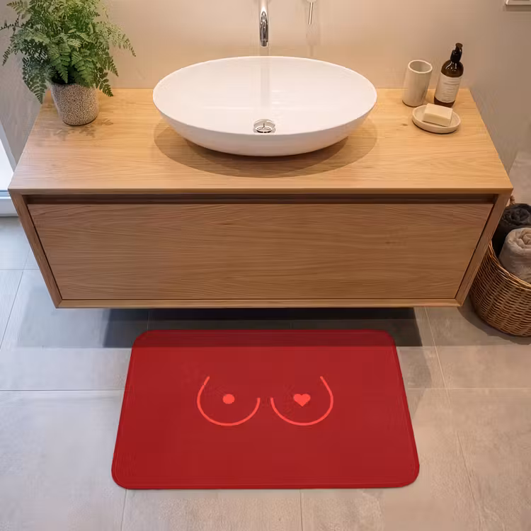Minimalistisch - Lijnillustratie - Rood Badmat middel -sfeer1