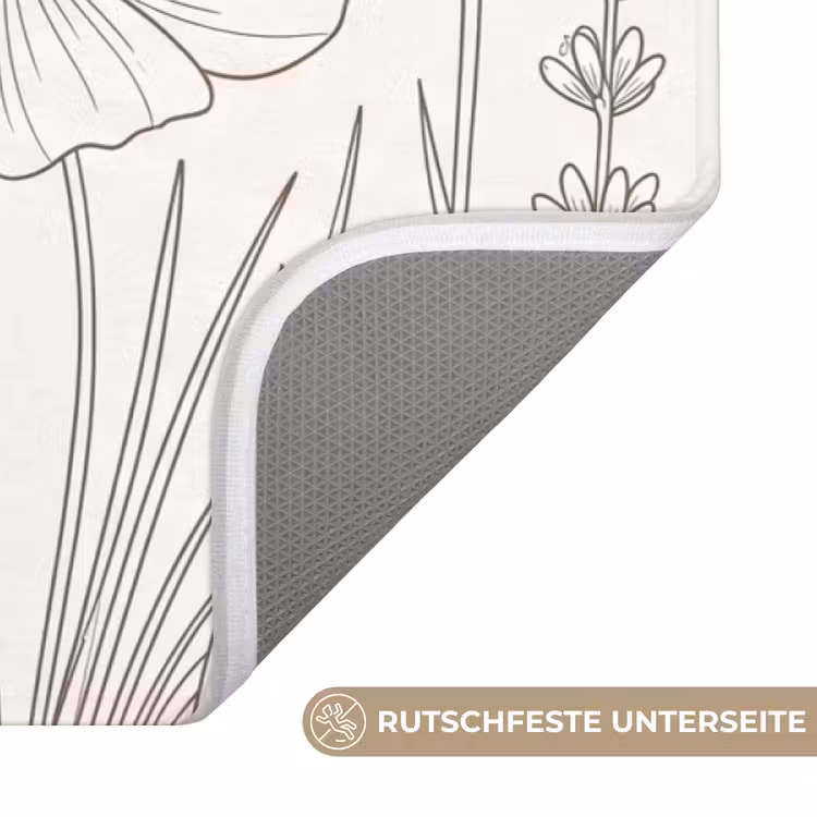 Minimalistisch - Modern - Bloemen - Beige Badmat middel -USP_AntislipDE