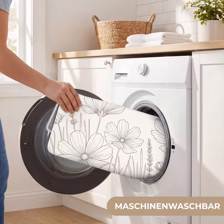 Minimalistisch - Modern - Bloemen - Beige Badmat middel -USP_WasbaarDE