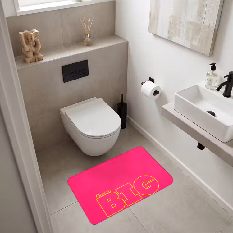 Minimalistisch - Roze - Dream big - Grafisch Badmat middel -sfeer4