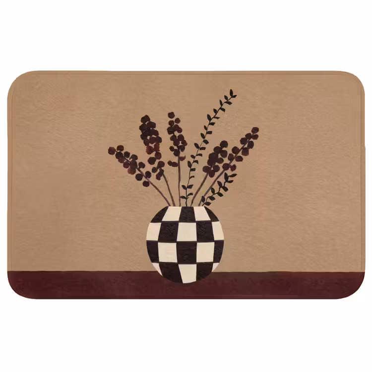 Minimalistisch - Vaas - Bloemen - Bruin Badmat middel -3d